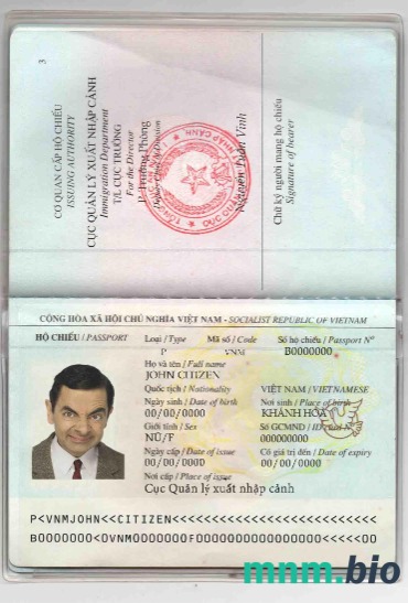 Przykład paszportu wietnamskiego w formacie PSD, w pełni edytowalny